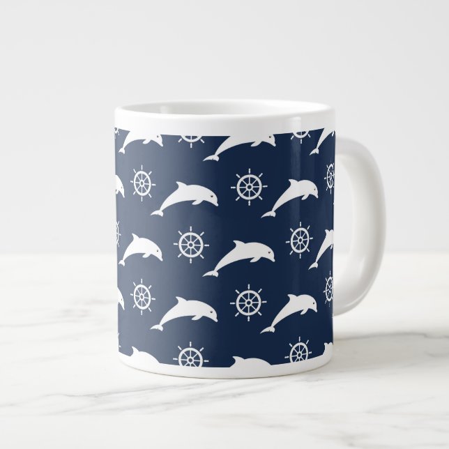 Caneca De Café Grande Golfinhos no Padrão de Desfile (Frente Esquerda)