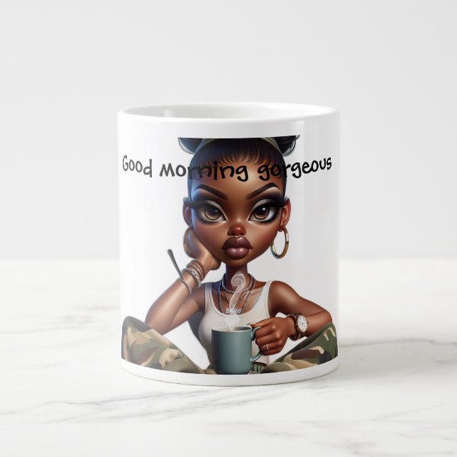 Caneca De Café Grande Good morning gorgeous  (Frente)