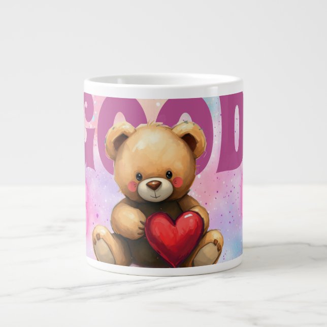 Caneca De Café Grande Good Vibes Only Teddy Bear Jumbo Mug (Frente)