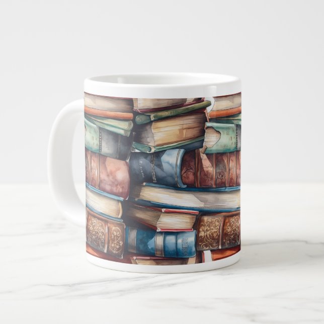 Caneca De Café Grande Gosto De Livros Grandes (Frente Esquerda)