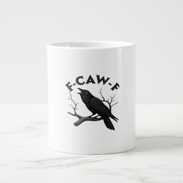 Caneca De Café Grande Gothic Crow Funny F-Caw-F Humor Essential Creative (Frente)