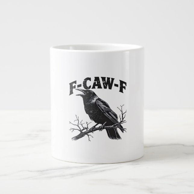 Caneca De Café Grande Gothic Crow Humor F-Caw-F Funny Essential (Frente)