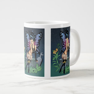 Caneca De Café Grande Gótica Fada Grave Sentada com Lágrimas por Al Ri
