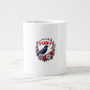 Caneca De Café Grande Gótico Corvo Divertido Halloween F-Caw-F Corvo Vin