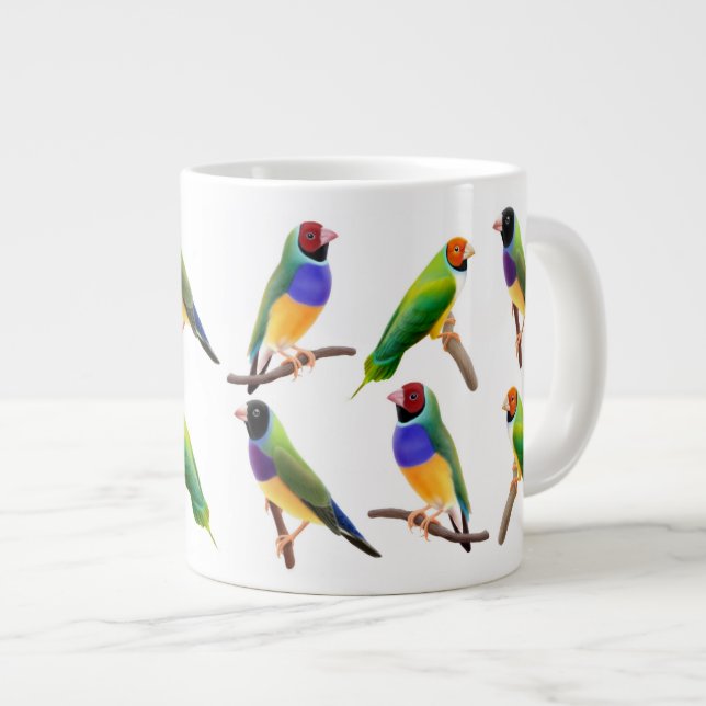 Caneca De Café Grande Gouldian Finch lança mug (Frente Esquerda)