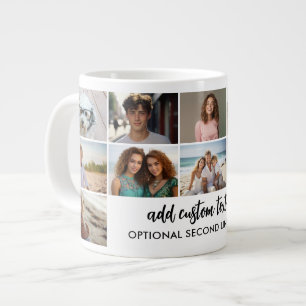 Caneca De Café Grande Grade de colagem de 12 fotos - 2 caixas de texto -