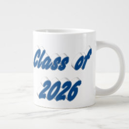 Caneca De Café Grande Graduação da turma de 2026 com tipografia azul