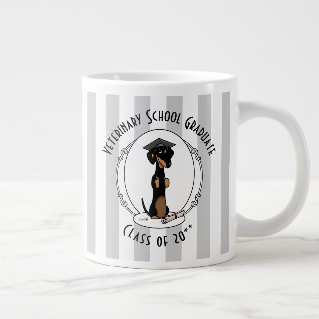 Caneca De Café Grande Graduação Dachshund (preto e bronzeado) - Cão boni (Direita)