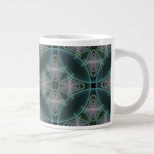 Caneca De Café Grande Gráfico de Arte Geométrica Teal Moderna