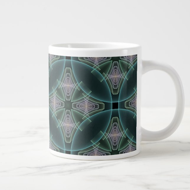 Caneca De Café Grande Gráfico de Arte Geométrica Teal Moderna (Direita)