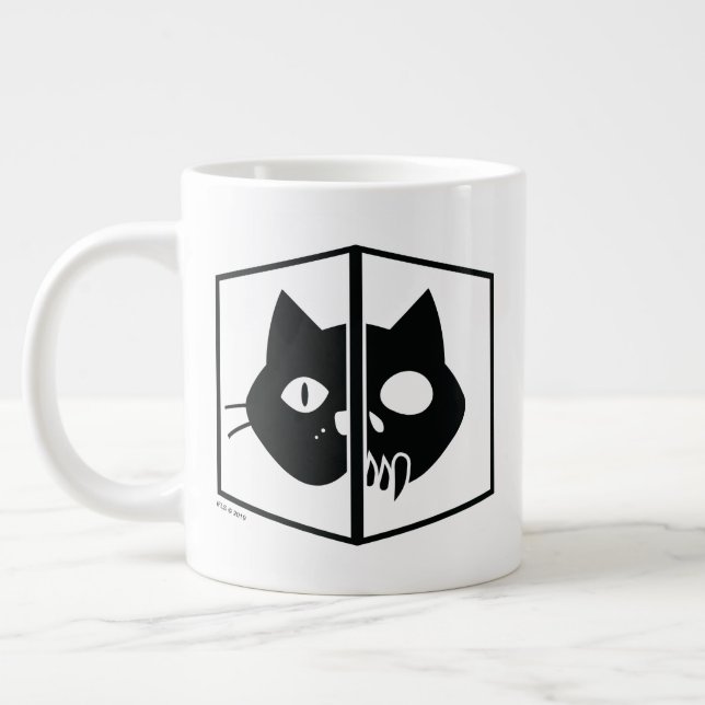 Caneca De Café Grande Gráfico de Gatos Schrödinger (Esquerda)