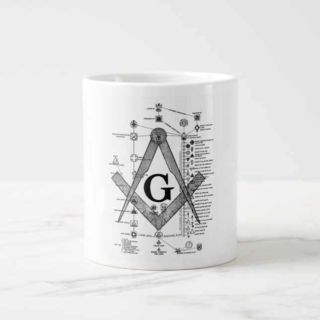 Caneca De Café Grande Gráfico de Graus Masônicos (Frente)