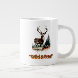 Caneca De Café Grande Gráfico de Natureza Selvagem e Livre de Veados
