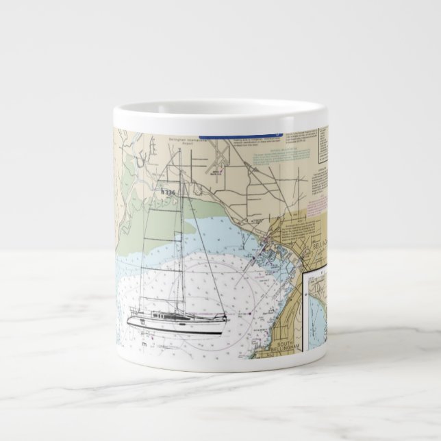 Caneca De Café Grande Gráfico de Navegação do Café Sailboat Mug (Frente)