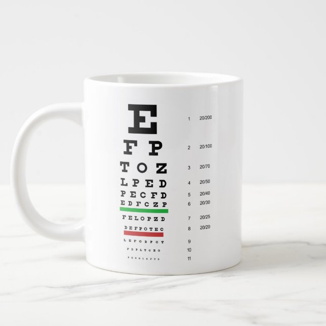 Caneca De Café Grande Gráfico de Olhos Snellen (Esquerda)
