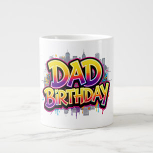 Caneca De Café Grande Grafite Cidade Arco-Íris Aniversário do Papai