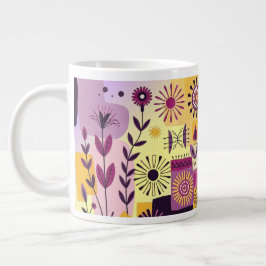 Caneca De Café Grande Grafite floral