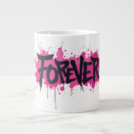 Caneca De Café Grande Grafite rosa quente "FOREVER"