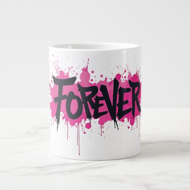 Caneca De Café Grande Grafite rosa quente "FOREVER" (Frente)