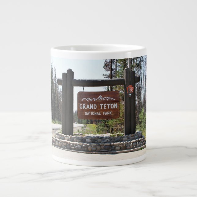 Caneca De Café Grande Grand Teton National Park, US National Park, Sinal (Frente)