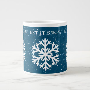 Caneca De Café Grande Grande Floco de Neve Branco, DEIXE NEVAR Azul e Br