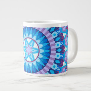 Caneca De Café Grande Grande Mandala de Inverno Azul Padrão de Floco de