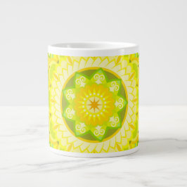 Caneca De Café Grande Grande Mandala de Primavera Verde Amarelo Boho Sup