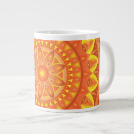 Caneca De Café Grande Grande Mandala Laranja Boho Aconchegante Super Dim