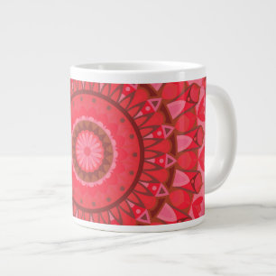 Caneca De Café Grande Grande Mandala Vermelho Quente Padrão Boho Present