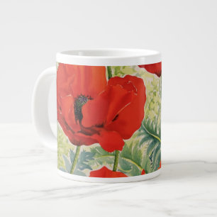 Caneca De Café Grande Grandes papoilas vermelhas