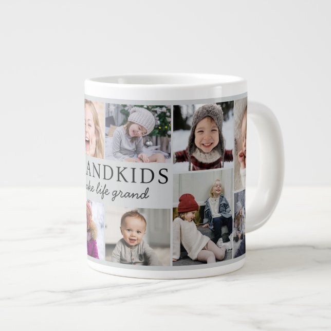 Caneca De Café Grande Grandkids Make Life Grand Photo Collage Keepsake (Frente Esquerda)