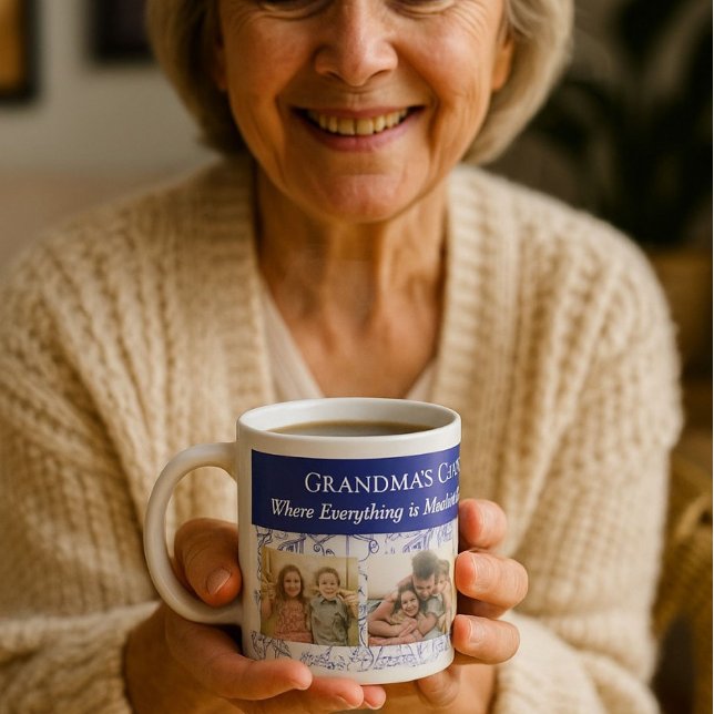Caneca De Café Grande Grandma's Christmas 4 Photo Keepsake  (Criador carregado)