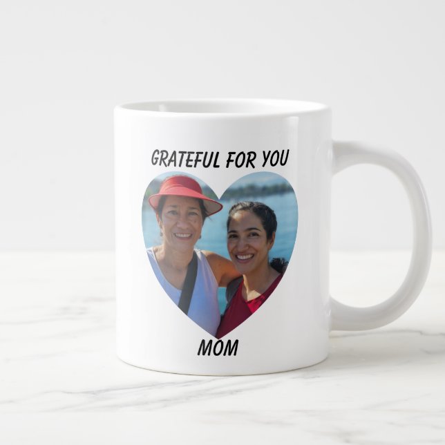 Caneca De Café Grande Grateful Agradecida Bilingual Dia de as mães Heart (Direita)