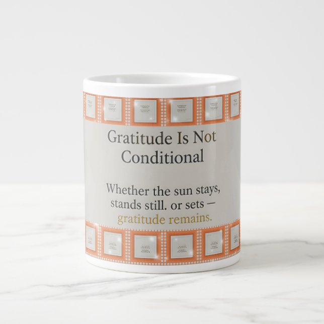 Caneca De Café Grande Gratidão Permanece: Dia Bom Noite Melhor Sempre (Frente)