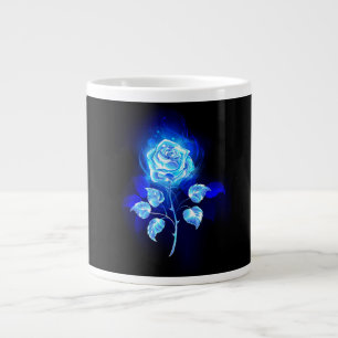 Caneca De Café Grande Gravação de Rosa Azul