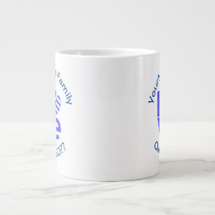 Caneca De Café Grande Grécia Sinalizador de Coração Azul LOVE Personaliz