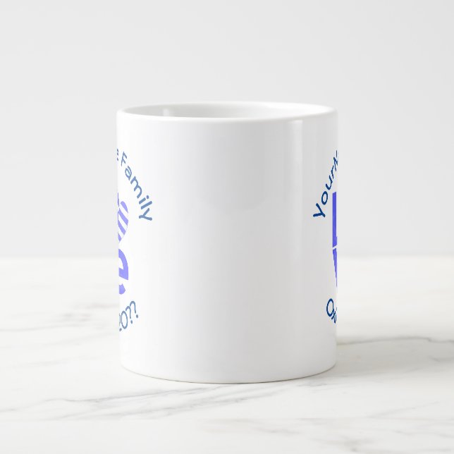 Caneca De Café Grande Grécia Sinalizador de Coração Azul LOVE Personaliz (Frente)