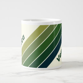 Caneca De Café Grande Green Retro Five Stripes with Name