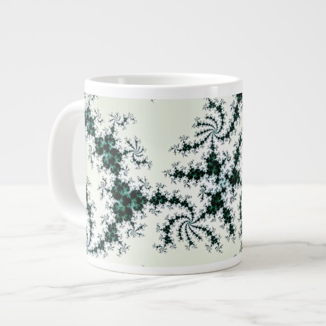 Caneca De Café Grande Green Webs - delicada renda fractal (Frente Esquerda)