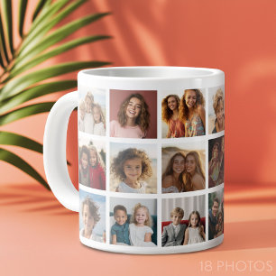 Caneca De Café Grande Grelha de Colagem de Fotos 18 - Galeria Família e 