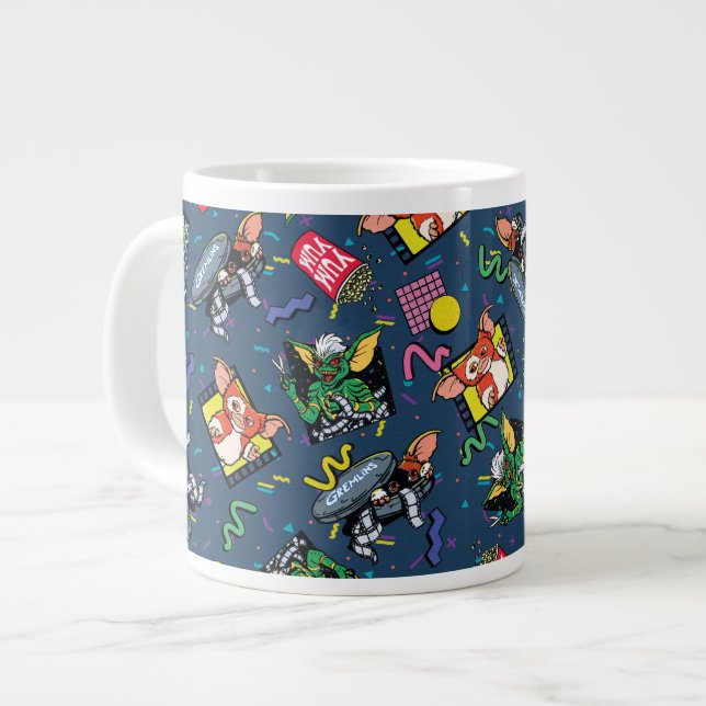 Caneca De Café Grande Gremlins™ 80's Retrowave Pattern (Frente Esquerda)
