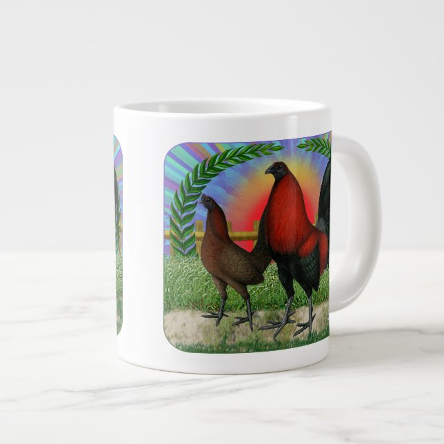 Caneca De Café Grande Grinalda de Aves de Briga (Frente Esquerda)