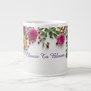 Caneca De Café Grande Grinalda de Flores de Jardim Brilhante com Verão C