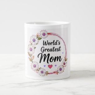 Caneca De Café Grande Grinalda Floral de Margaridas para a Melhor Mãe do