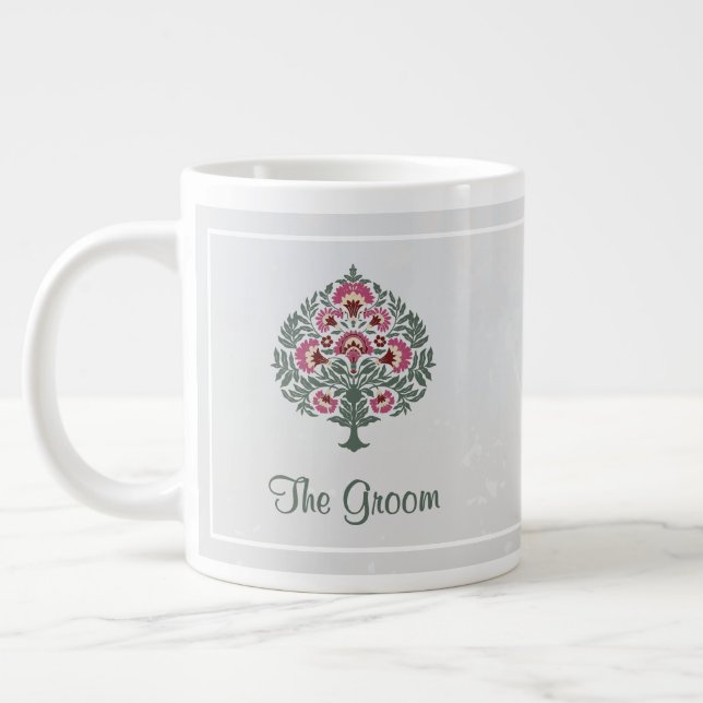 Caneca De Café Grande Groom Mug - Jumbo Floral Mug - Gpresente Versátil (Esquerda)
