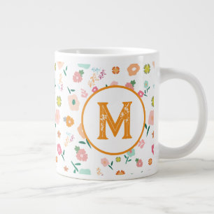 Caneca De Café Grande Groovy Retro Daisy Flowers Padrão Boho Floral