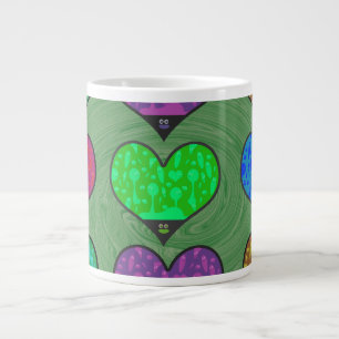Caneca De Café Grande Groovy Wild Lava Hearts Divertimento Retro Life