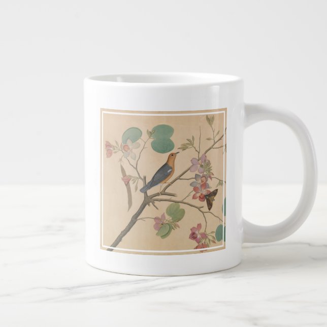 Caneca De Café Grande Ground Thrush e Moth em uma ramificação Orchid (Direita)