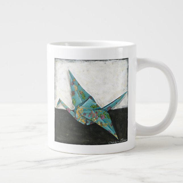 Caneca De Café Grande Grua Origami com Designs Florais (Direita)