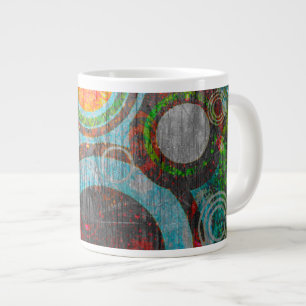 Caneca De Café Grande Grunge Círculos Retroativos
